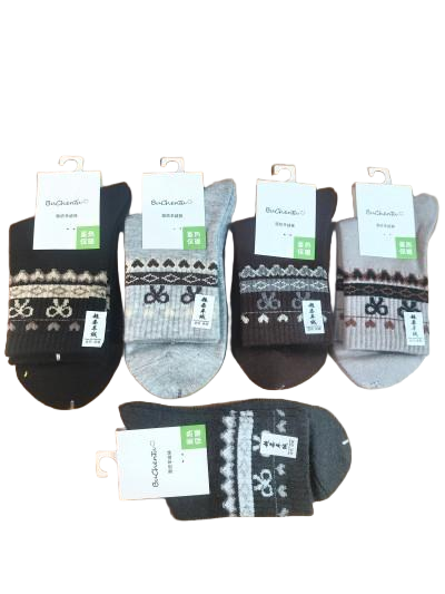 19号爆款秋冬加绒加厚羊绒女袜中筒复古羊毛袜防寒保暖加绒加厚袜子八B30-4-2