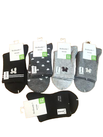 19号爆款秋冬加绒加厚羊绒女袜中筒复古羊毛袜防寒保暖加绒加厚袜子八B30-4-2