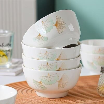 60/件（优级）8寸斗碗陶瓷碗家用餐具汤碗面碗-金秋八A2-4-1