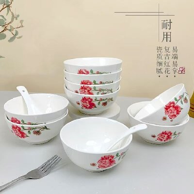 反口5.5寸芙蓉碗陶瓷瓷碗批发家用釉中彩（运输破损自理无售后）八A5头