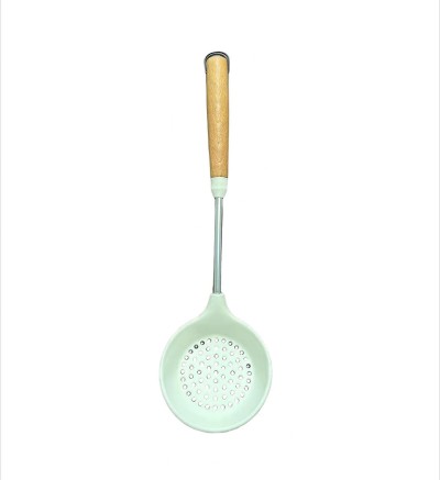 （日式品牌）雅尼木柄硅胶漏勺厨房漏勺汤勺家用食品级硅胶漏勺防烫抗菌烹饪勺耐高温