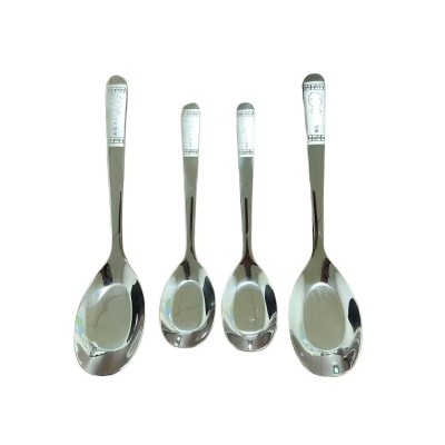 （日式品牌）一家人平底勺四件套加厚不锈钢勺子调羹家用汤勺吃饭勺
