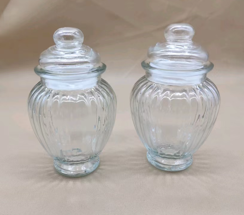 16017竖条大储物罐磨砂玻璃瓶分装密封调料杂粮储物罐 72/件八B44-4-1