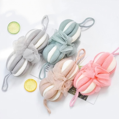 （条纹）可拉伸沐浴球搓澡巾洗澡拉背一体式搓背巾花球浴球