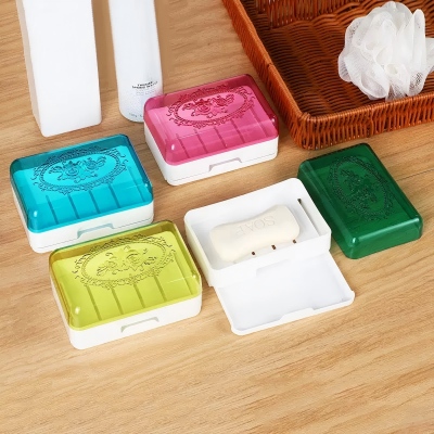 6808-（4个装）肥皂盒沥水透明翻盖塑料香皂盒 60/箱