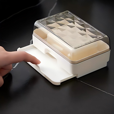 6806-（1个装）浴室外出带盖底部镂空沥水皂盒 240/箱