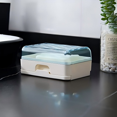 6806-（4个装）浴室外出带盖底部镂空沥水皂盒 60/箱