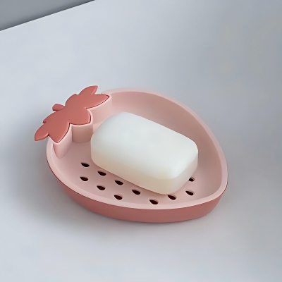 6816-（1个装）卡通草莓双层皂盒可沥水卫生间皂盒 288/箱