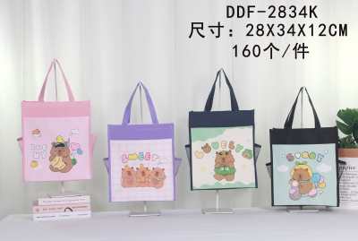 DDF-2834K新款卡通手提作业书袋大容量多功能美术包补课包160/件