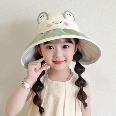儿童防晒帽子大檐夏季女童防紫外线空顶遮阳帽男童薄款宝宝太阳帽八B41-2-2