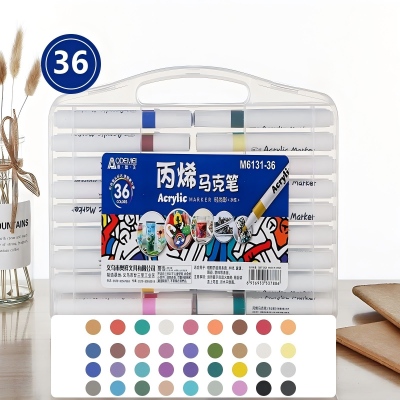 M6131-36色丙烯马克笔学生水彩笔安全可叠色不透纸涂鸦绘画笔 48/箱