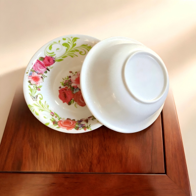 （仿瓷）1707贴花碗清新风碗碟盘餐具 240/件