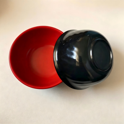 （90g仿瓷）A01双色碗清新风碗碟盘餐具 300/件