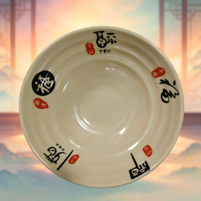 （仿瓷）109-7.5五福面碗清新风碗碟盘餐具 144/件