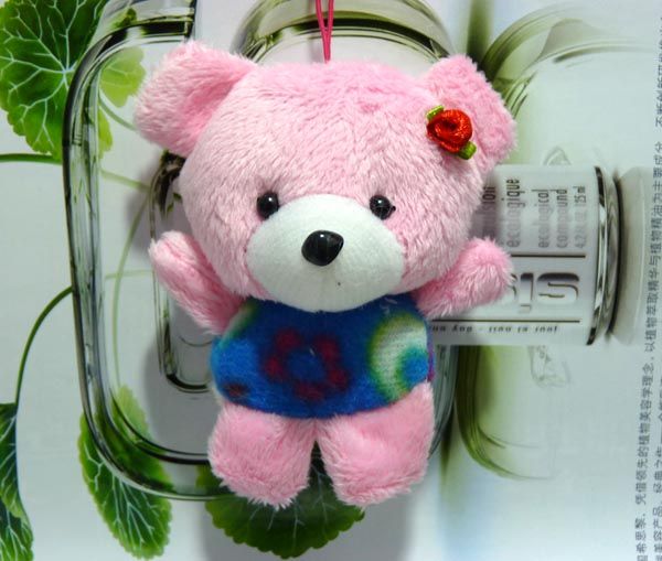 小粉熊带花挂件