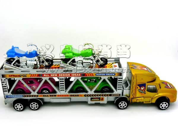 汽车模型 平板拖车玩具 半挂集装箱大卡车 双层