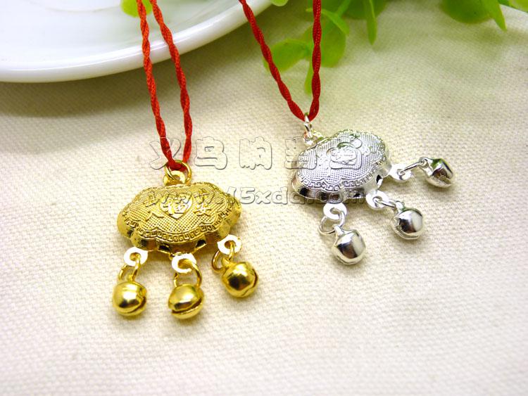 长命百岁锁项链吊坠金锁宝宝儿童周岁送礼物 