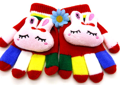 冬天必备五指保暖手套彩色快乐卡通流行手套(16号)