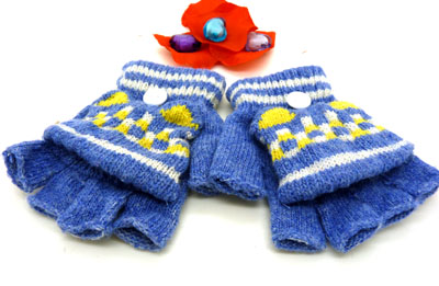 流行简单半全指包 超实两用手工编织手套(可翻魔术)儿童(63号)