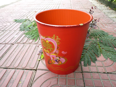 结婚婚庆用品大红色双囍字喜庆垃圾桶家庭纸篓5023喜字垃圾桶