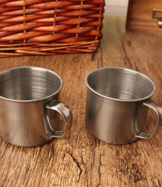 2个装☆☆不锈钢口杯家用小酒杯儿童水杯带柄小汤杯a3-1-4