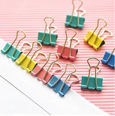 10个装彩色文件小夹子办公文具燕尾夹创意金属夹票据夹票夹长尾夹-750