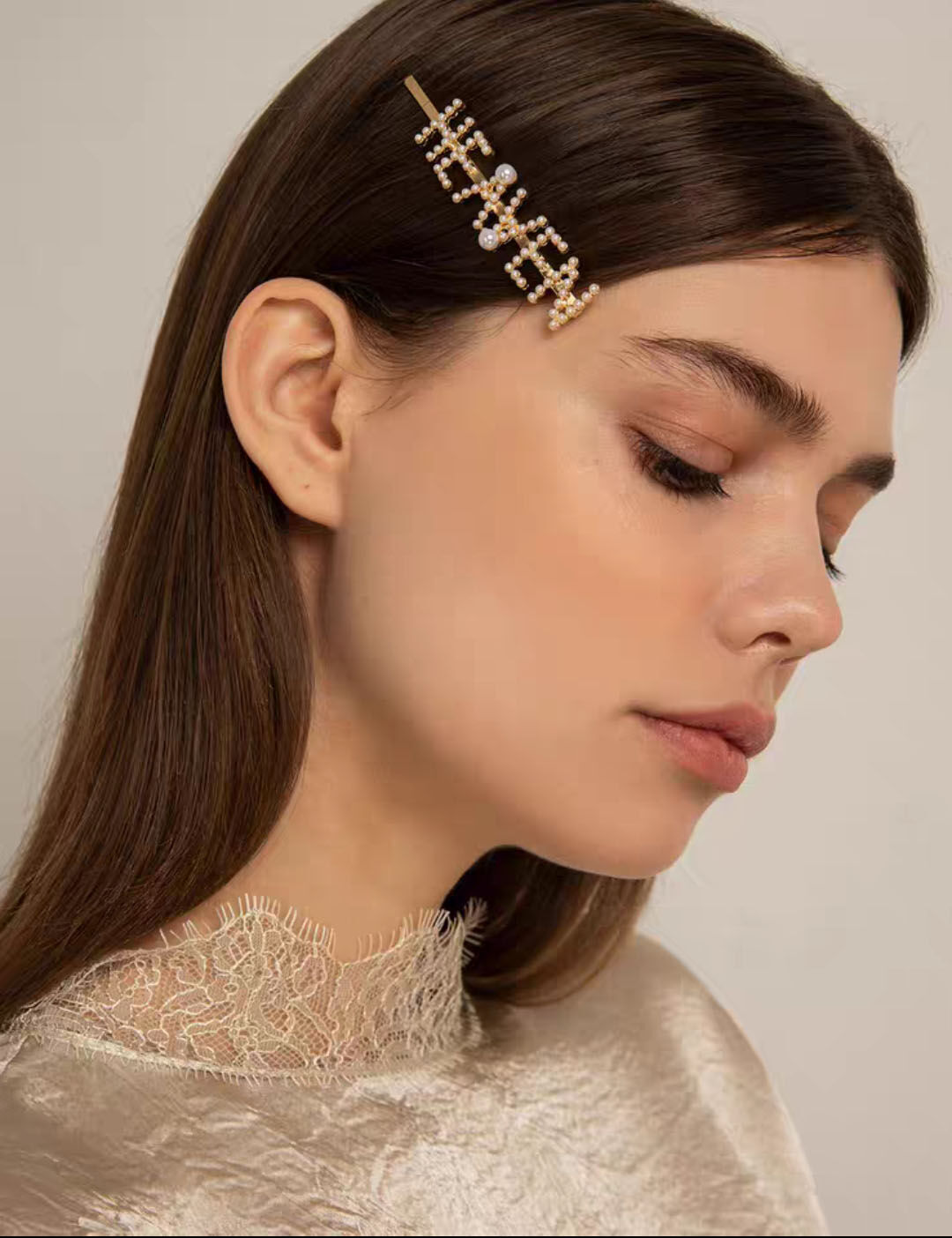 pixiemarket欧美古风珍珠发夹英文少女学生边夹淑女优雅ins发饰b9-1-5