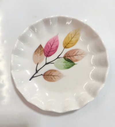 （仿瓷）9610白贴花盘清新风碗碟盘餐具 264/件