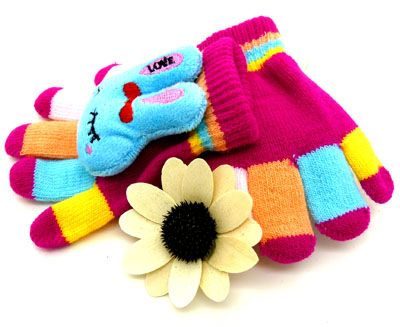 冬天必备五指保暖手套彩色快乐卡通流行手套(16号)