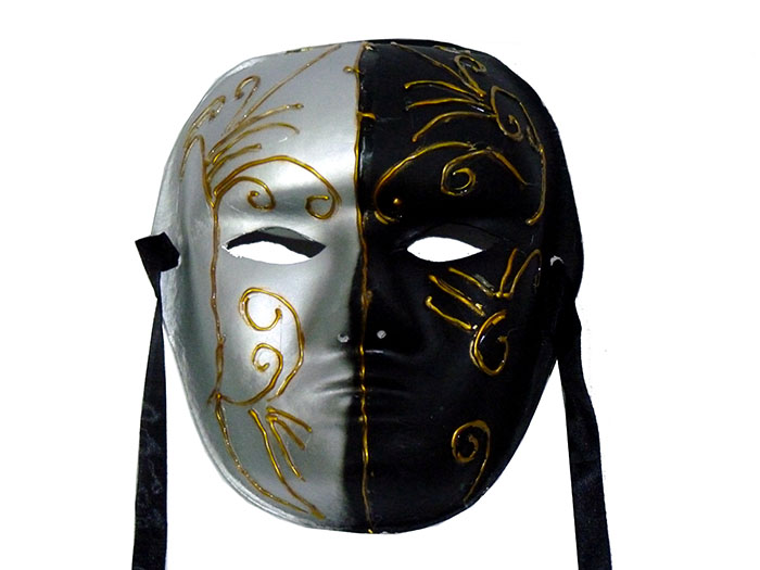 舞会派对装饰装扮高档彩绘面具万圣节舞会仿古手工小丑阴阳脸女款面具